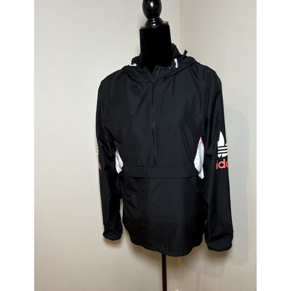 Adidas Originals Woman’s Colorblock Half-Zip Hooded Windbreaker Jacket S